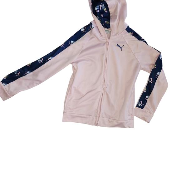 Puma Pink & Blue Track Suit with Hoodie with Navy Accents - Picture 1 of 4